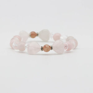 ローズクォーツハートリボンブレスレット