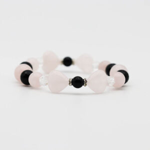 ローズクォーツハートリボンブレスレット