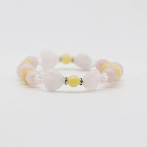 ローズクォーツハートリボンブレスレット