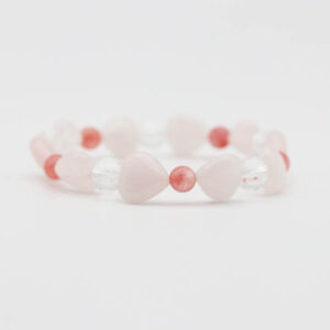 ローズクォーツハートリボンブレスレット